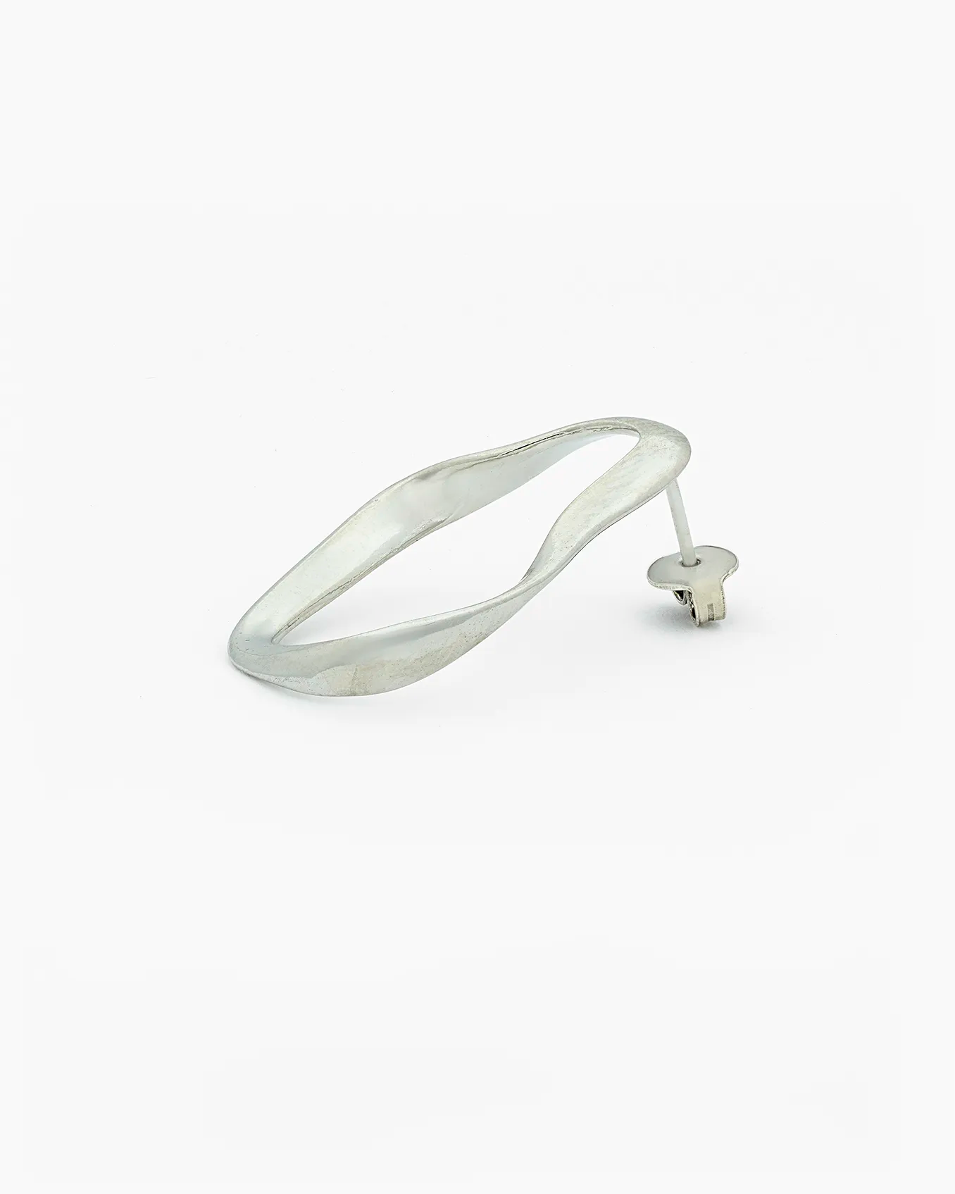 Abstract Rhodium Plated Oval Drop Earrings ER25000241-Side