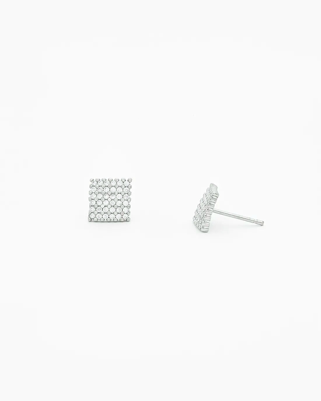Sparkle Tilt Mini Rhodium Studs Earrings ER25000243-Side