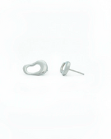 Silver heart-shaped earrings on a white background