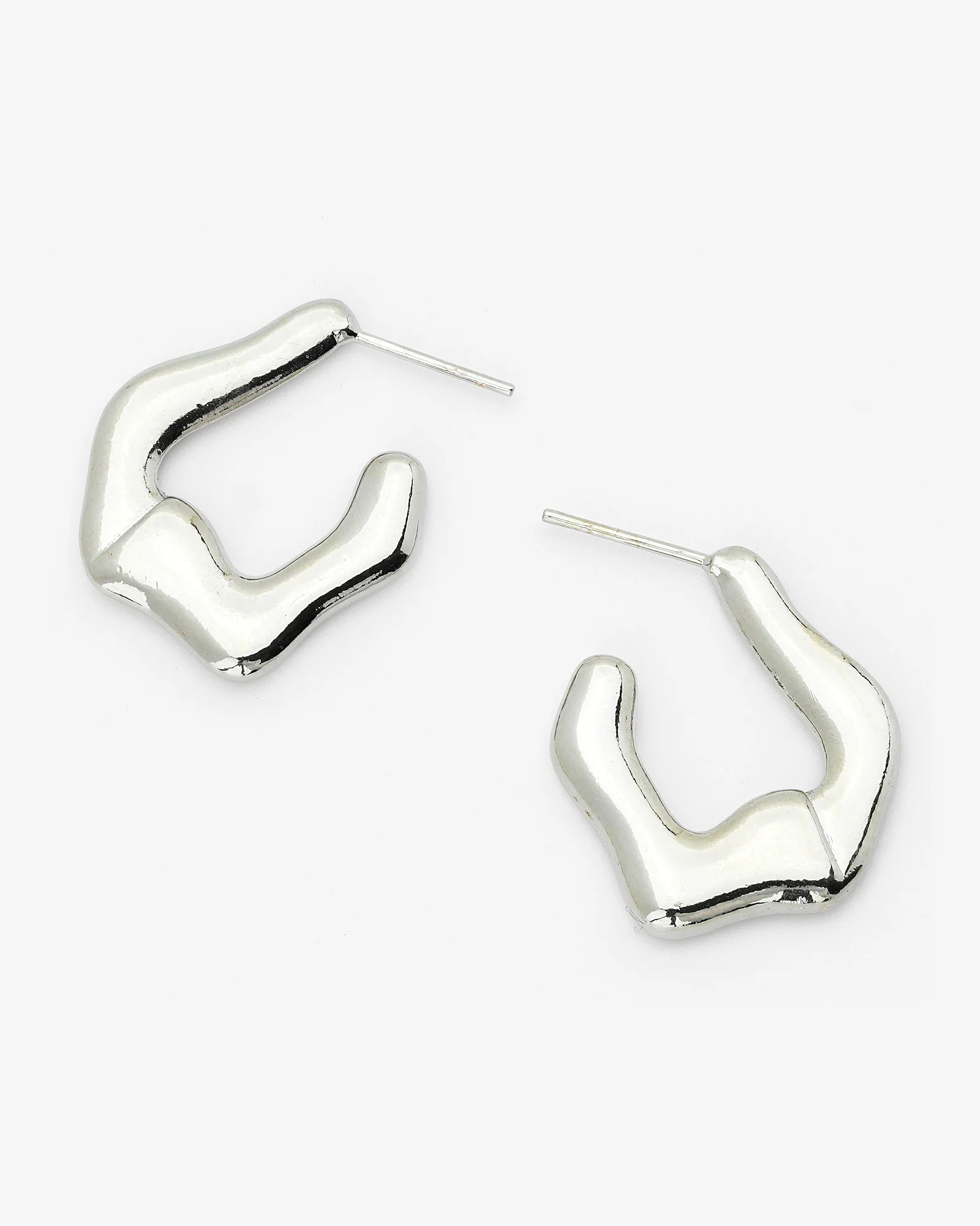 Rhodium Filled Abstract Hoops