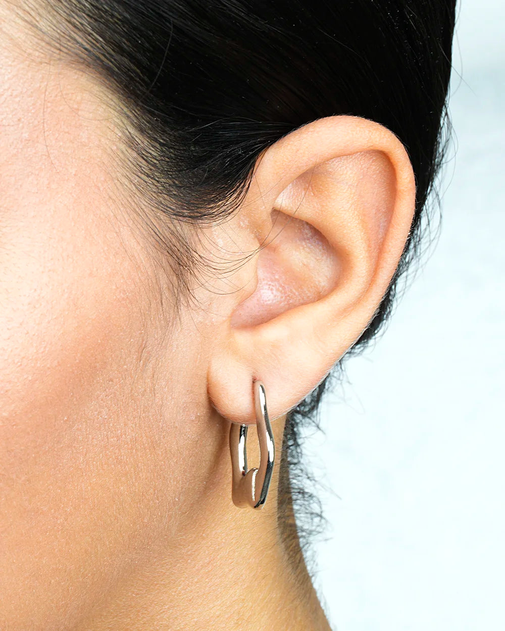 Rhodium Filled Abstract Hoops