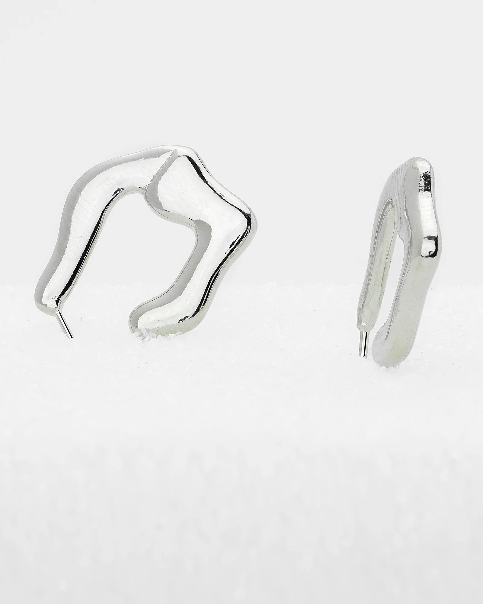 Rhodium Filled Abstract Hoops