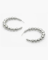 Rhodium Plated Beaded Hoop Earrings