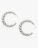 Rhodium Plated Beaded Hoop Earrings