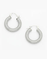 Thick Chunky Back Hoop Earrings With CZ Stones