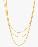 Triple Layered Gold Rope Style Necklace