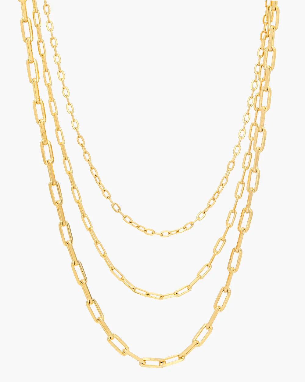 Modern Triple Paperclip Gold Necklace