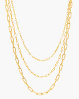 Modern Triple Paperclip Gold Necklace