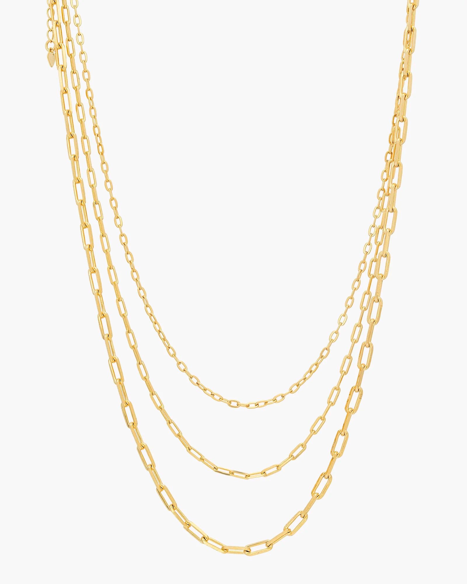 Modern Triple Paperclip Gold Necklace