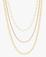 Triple Layered Beaded Rope Pearl Necklace