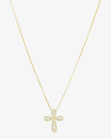 Baguette Cross 18K Gold Chain Necklace