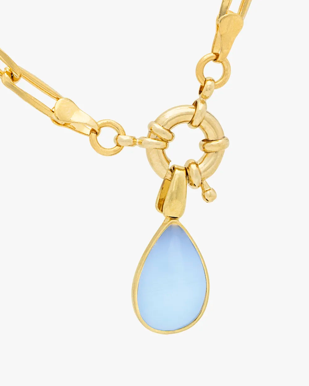 Opaline Pear Stone on Paperclip Chain