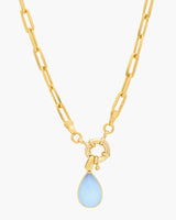 Opaline Pear Stone on Paperclip Chain