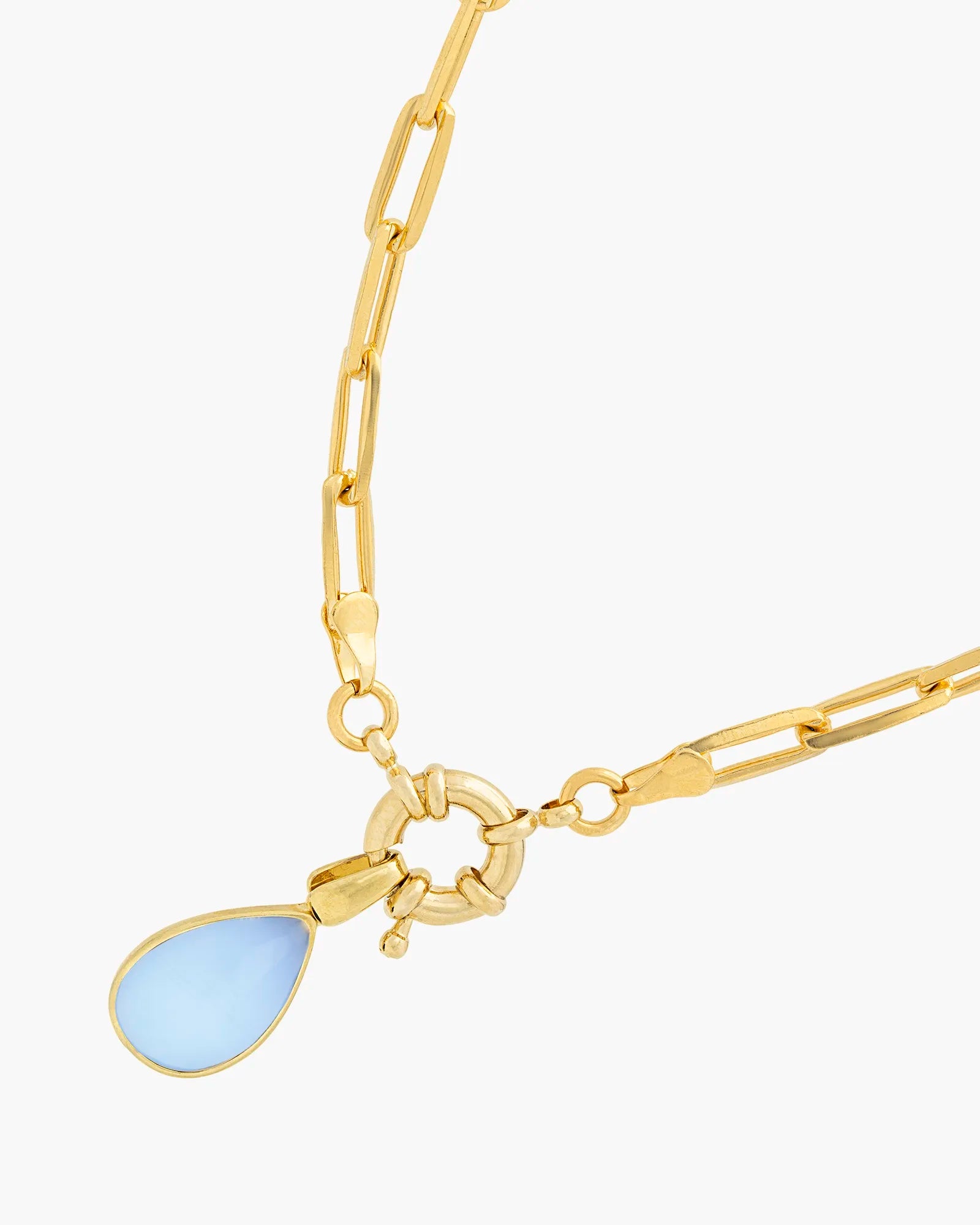 Opaline Pear Stone on Paperclip Chain