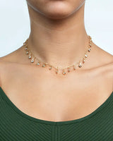 Tear Drop Zirconia Gold Dangle Chain