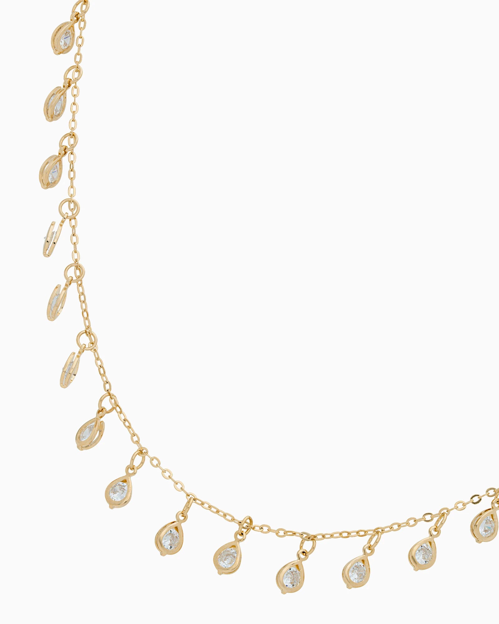 Tear Drop Zirconia Gold Dangle Chain