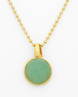 Green Quartz Pendant on Ball Chain Necklace