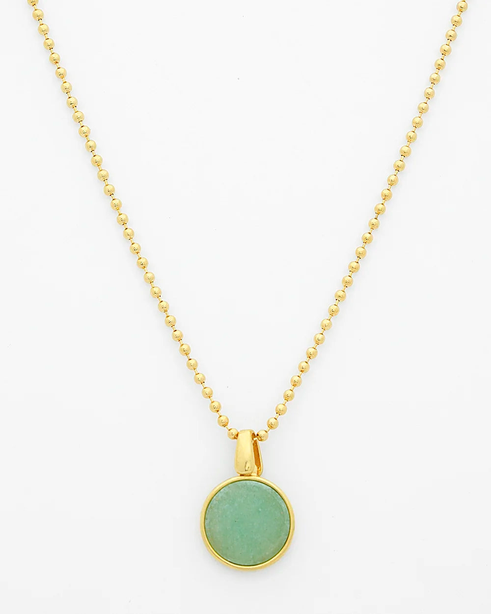 Green Quartz Pendant on Ball Chain Necklace