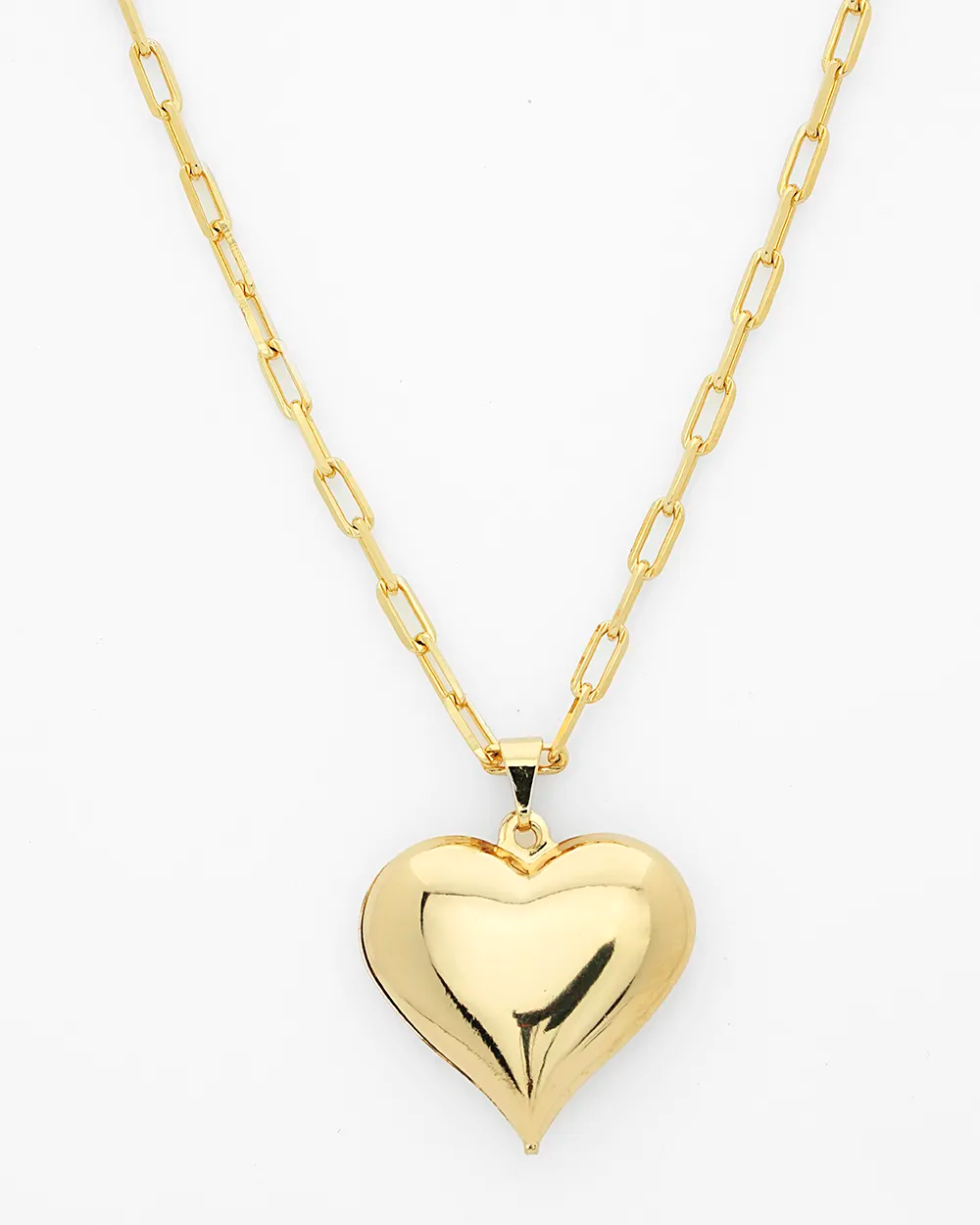 Charming Chubby Heart Pendant on a paperclip Necklace