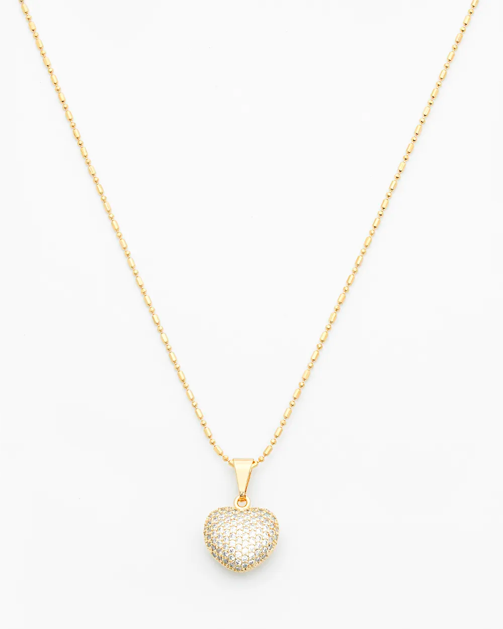 Gold Hollow Gold CZ Pave Heart Pendant Necklace NG2500066 Main