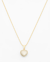 Gold Hollow Gold CZ Pave Heart Pendant Necklace NG2500066 Main