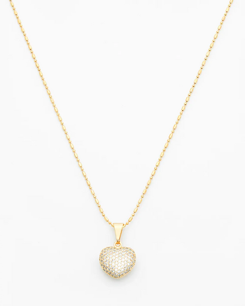 Hollow Gold CZ Pavé Heart Pendant Necklace – Kloxet
