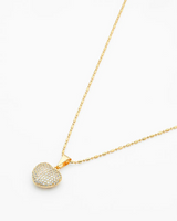 Gold Hollow Gold CZ Pave Heart Pendant Necklace NG2500066 Side
