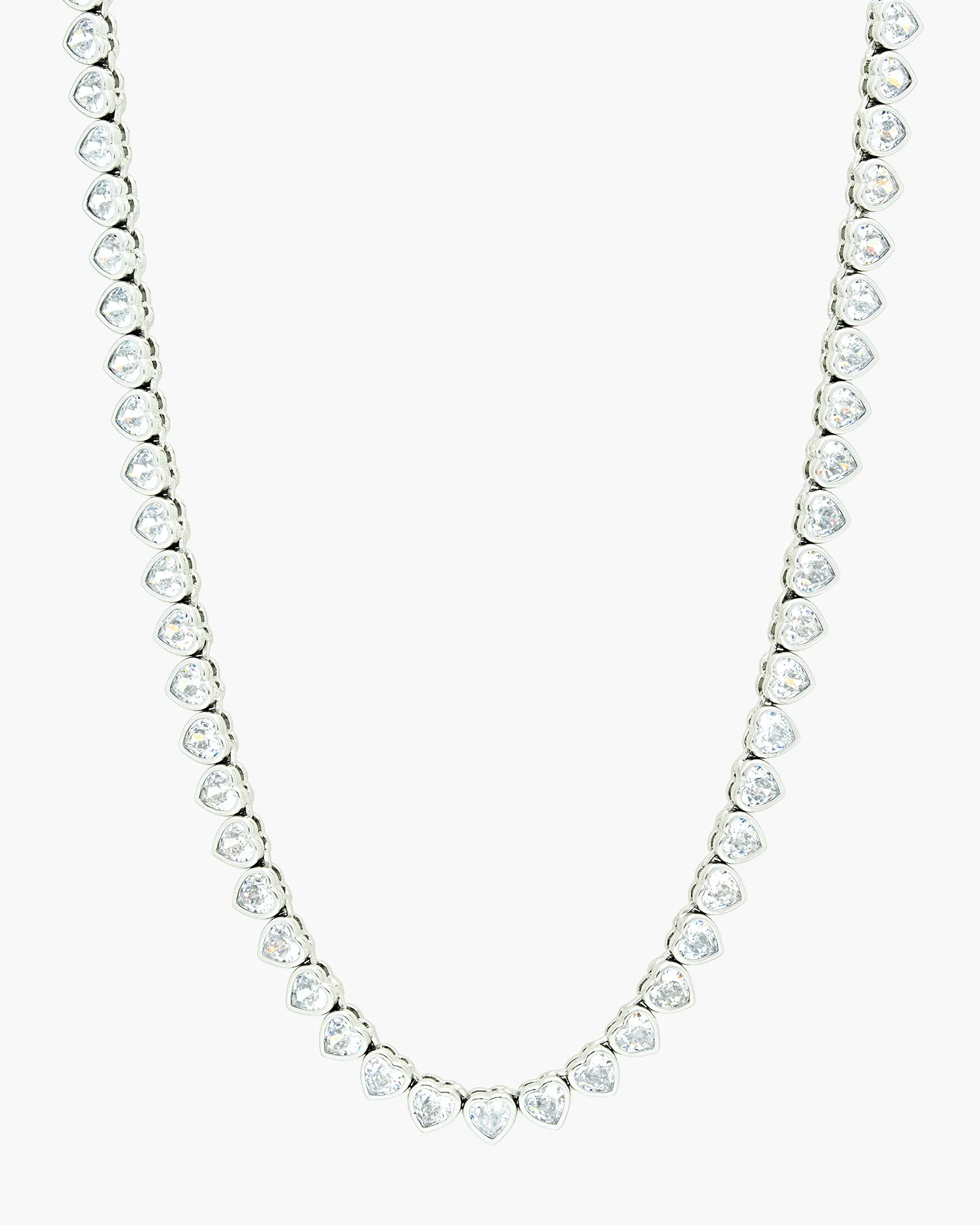 Heart Bezel Zirconia Tennis Necklace.