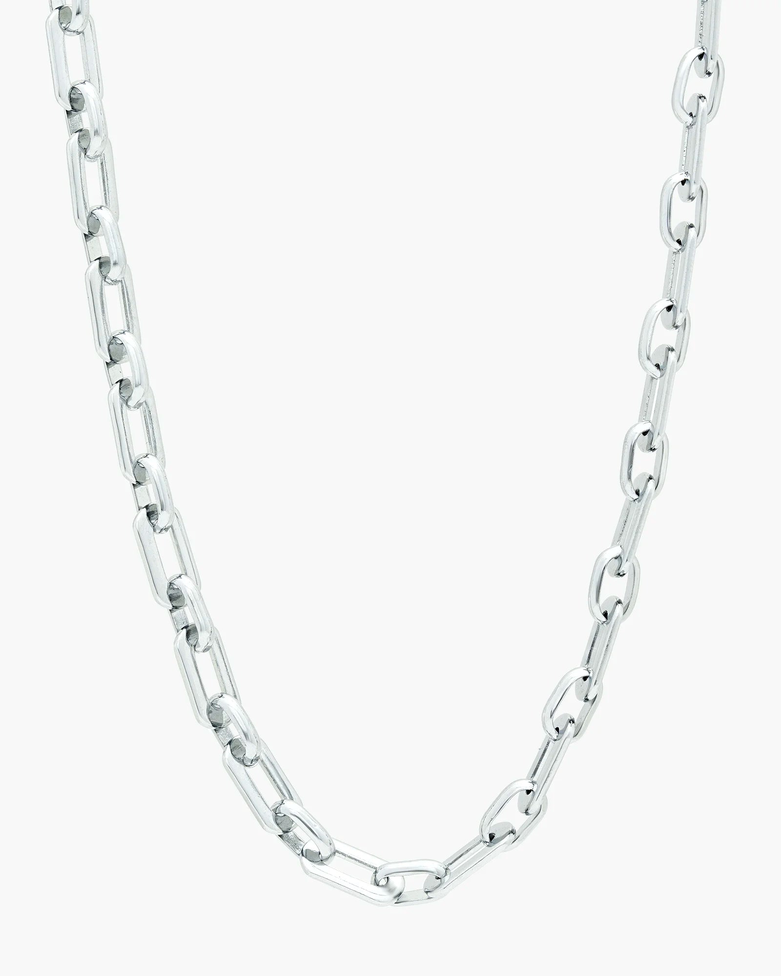 Paperclip Cable Link Rhodium Chain Necklace