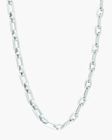 Paperclip Cable Link Rhodium Chain Necklace