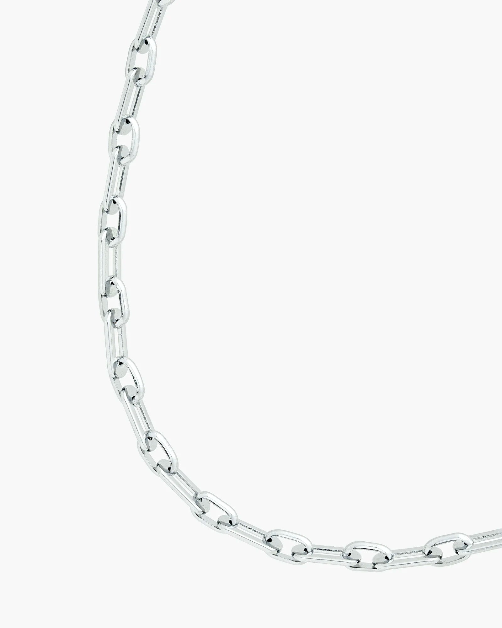 Paperclip Cable Link Rhodium Chain Necklace