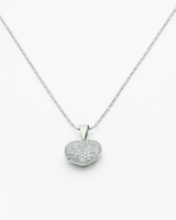 Rhodium Plated Hollow CZ Pave Heart-Pendant Necklace NR2500067 Closeup