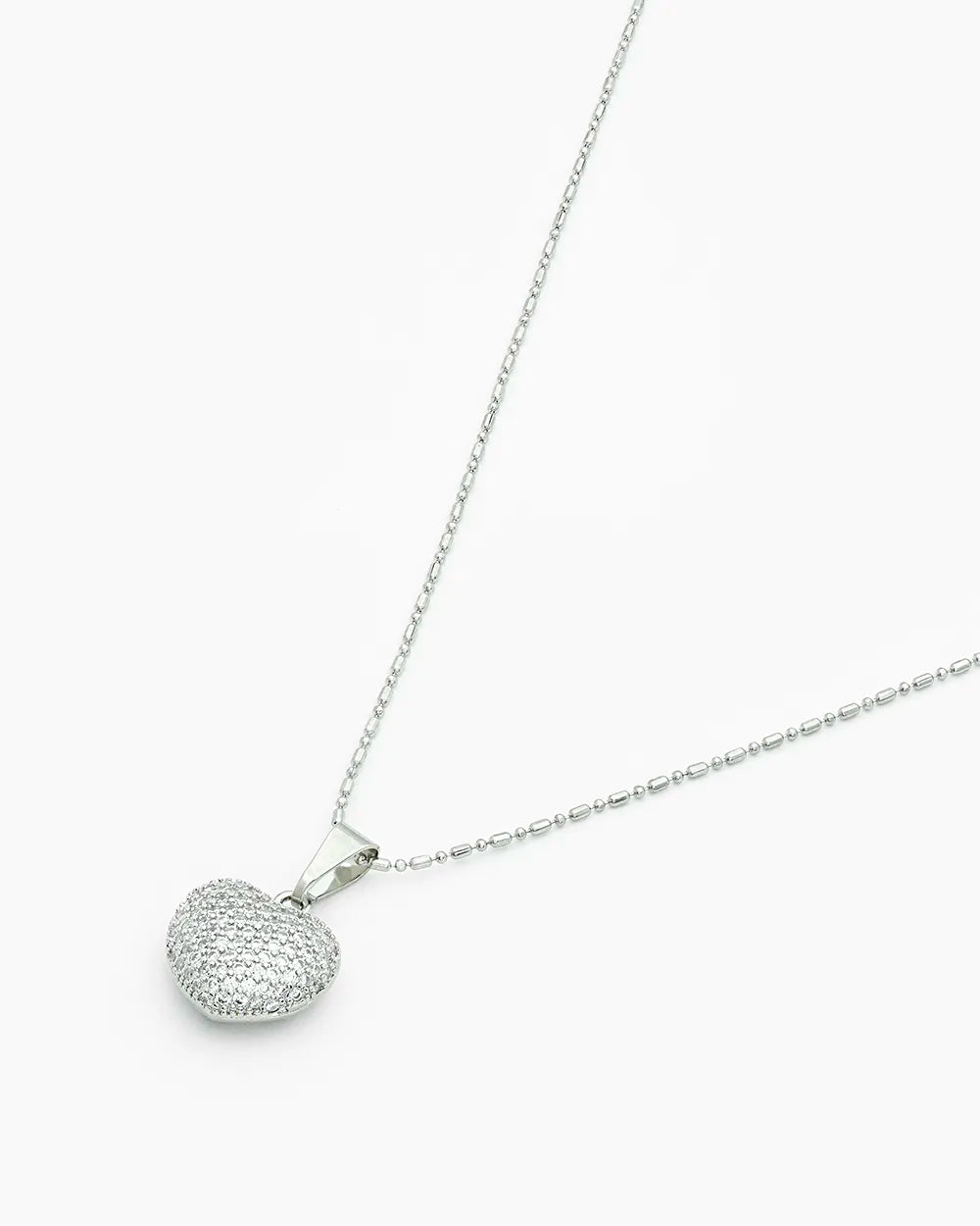 Rhodium Hollow Gold CZ Pave Heart Pendant Necklace NR2500067 Side