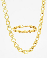 Gold Oval Link Necklace bracelet  combo-set SG2400001