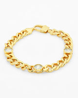 Chocker Gemstone Cuban Link Necklace and Bracelet Set