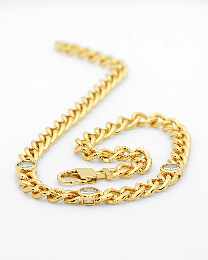 Chocker Gemstone Cuban Link Necklace and Bracelet Set