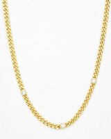 Triple CZ Gemstone Cuban Link Bracelet and Necklace Set