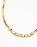 Thin Cuban Link Tennis Finish Necklace and Bracelet Set
