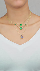 Video of model wearing -Multi Color Teardrop Gemstone Crystal Necklace