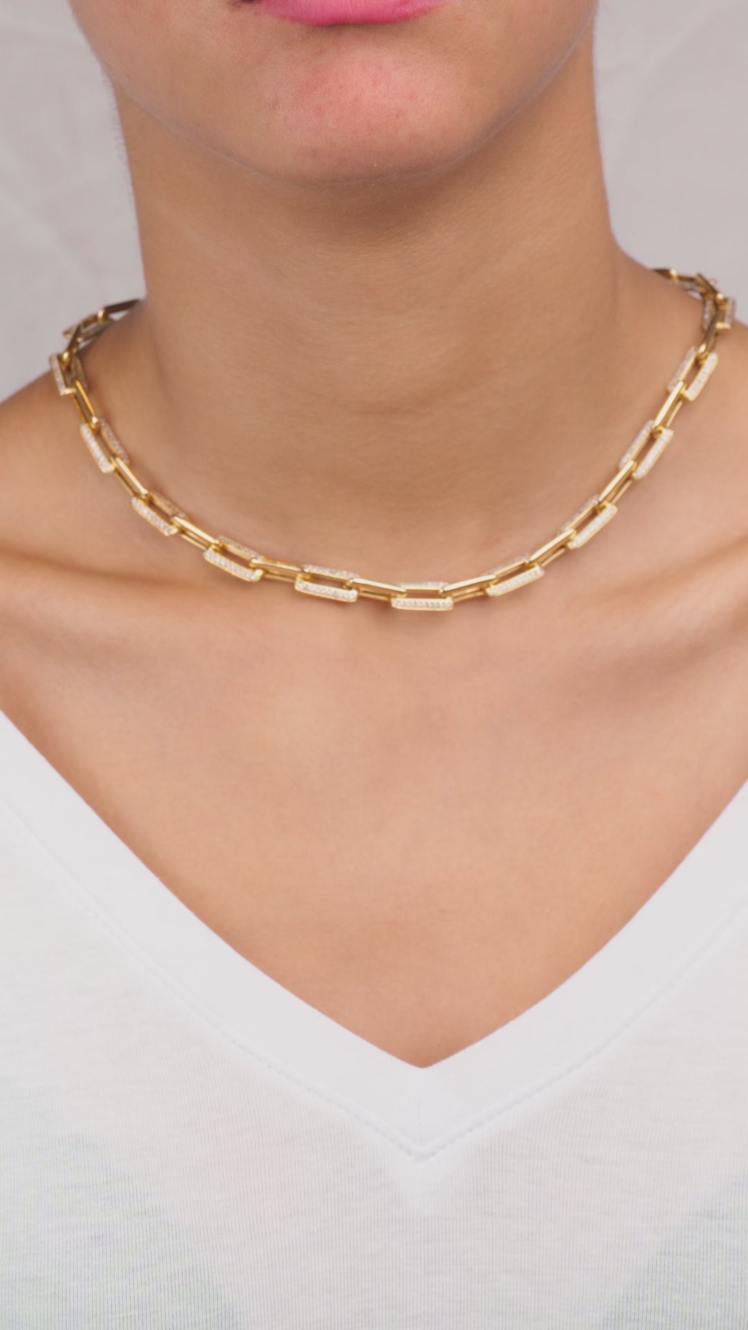 Video of PaperClip CS-Cubic Stones Choker Necklace